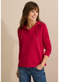 Cecil Damen Kapuzenshirt, rot, casual, Gr. XXL, unifarben, Stoff, 49% Polyester, 44% Modal, 7% Elasthan, Shirts, mit Kapuze mit Tunnelzugband