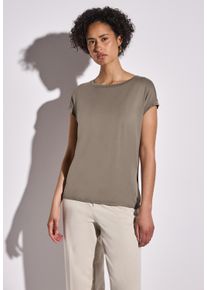 Street One Damen T-Shirt, braun, casual, Gr. 34, unifarben, Stoff, 95% Viskose, 5% Elasthan, Shirts, mit U-Boot-Ausschnitt