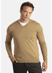 Herren Strickpullover "Los Angeles", braun, casual, Gr. XL, SIR RAYMOND TAILOR, unifarben, 100% Baumwolle, Pullover, mit klassischem V-Ausschnitt