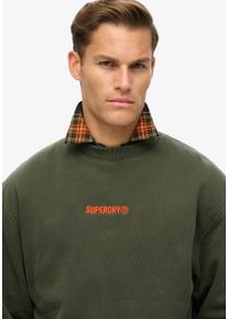 Superdry Herren Sweatshirt "MICRO LOGO GRAPHIC LOOSE CREW", grün, modisch, Gr. M, unifarben, Sweatware, Obermaterial: 80% Baumwolle, 20% Polyester,
