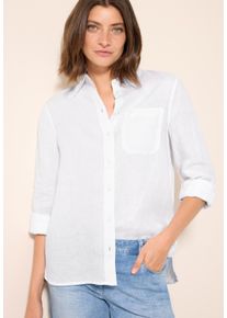 Cecil Damen Hemdbluse, weiß, casual, Gr. L, unifarben, Web, Obermaterial: 100% Leinen, Blusen, aus Leinen
