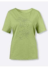 Classic Basics Damen Kurzarmshirt "Shirt", grün, Gr. 38, unifarben, geblümt, 100% Baumwolle, Shirts