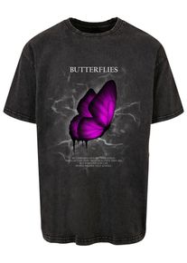 Merchcode Herren T-Shirt "Merchcode Herren Butterflies Acid Washed Heavy Oversized Tee", schwarz, casual, Gr. XL, bedruckt, 100% Baumwolle, Shirts