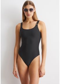 Marc O'Polo MARC O'POLO Damen Badeanzug "Summer Blacks", schwarz, casual, Gr. XL, unifarben, Obermaterial: 77% Polyamid, 23% Elasthan, Badeanzüge, mit
