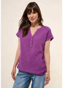 Cecil Damen Kurzarmblusemagenta lacquer, casual, Gr. S, Strukturmuster, Web, 100% Baumwolle, Blusen, mit Elastikbund