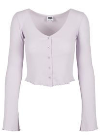 Urban Classics Damen Langarmshirt "Urban Classics Damen Ladies Cropped Rib Cardigan", lila, casual, Gr. XXXL, unifarben, 97% Baumwolle, 3% Elasthan,