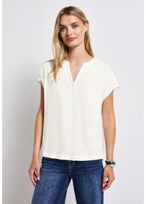 Street One Damen Kurzarmbluse, weiß, casual, Gr. 36, unifarben, Stoff, 100% Viskose, Blusen, aus softer Viskose