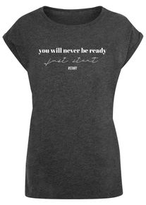 Merchcode Herren T-Shirt "Merchcode Damen Ladies Just Start T-Shirt", grau, casual, Gr. L, bedruckt, 100% Baumwolle, Shirts