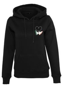 MisterTee Damen Kapuzenpullover "MisterTee Ladies Kicks Love EMB Hoody", schwarz, casual, Gr. M, mehrfarbig, 65% Baumwolle, 35% Polyester, Pullover