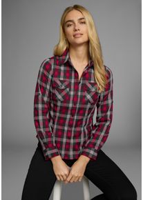 Arizona Damen Karobluse, rot, casual, Gr. 40, kariert, Web, Obermaterial: 97% Baumwolle, 3% Elasthan, Blusen, Lässiger-Holzfäller-Look