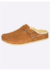 MUBB Damen Hausschuh, Gr. 39, braun, Leder, Lammfell, Basic, Schuhe