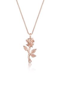 Elli Damen Kette mit Anhänger "Vintage Anhänger Rose 925 Sterling Silber", 45, Silber 925 (Sterlingsilber), L: 45cm, rosa, Silber 925