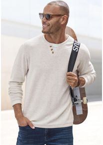 H.I.S. H.I.S Herren Strickpullover, beige, casual, Gr. S, meliert, Feinstrick, Obermaterial: 60% Baumwolle, 40% Polyester, Pullover, Pullover mit