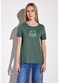 Street One Damen T-Shirt, grün, casual, Gr. 34, bedruckt, Web, Stoff, 50% Baumwolle, 50% Modal, Shirts, im soften Baumwoll-Mix