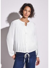 Street One Damen Langarmbluse, weiß, casual, Gr. 46, unifarben, Stoff, 80% Viskose, 20% Polyamid, Blusen, mit Elastiksaum und Tunnelzug