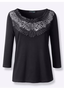 CRÉATION L CREATION L Damen Spitzenshirt "Shirt", schwarz, Gr. 42, unifarben, 95% Viskose, 5% Elasthan, Shirts