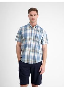 Lerros Herren Kurzarmhemd "Lerros Karohemd in sommerlicher Strukturqualität", blau, Gr. XXXL, 100% Baumwolle, Hemden
