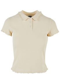 Urban Classics Herren T-Shirt "Urban Classics Damen Ladies Rib Polo Tee", beige, klassisch, Gr. XS, unifarben, 97% Baumwolle, 3% Elasthan, Shirts