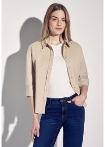 Street One Damen Hemdblusecotton beige, casual, Gr. 44, unifarben, Web, 100% Baumwolle, Blusen, aus reiner Baumwolle