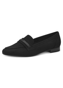 Marco Tozzi Damen Slipper, Gr. 37, schwarz, Textil, elegant, Schuhe, Businessschuh, Schlupfschuh, Halbschuh mit funkelndem Zierriegel