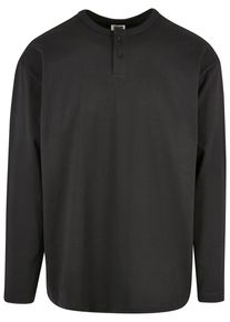 Urban Classics Herren Longsleeve "Urban Classics Herren Organic Oversized Henley Longsleeve", schwarz, klassisch, Gr. L, unifarben, 100% Baumwolle,