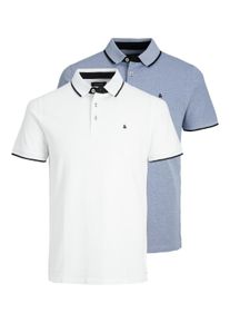 Jack & Jones JACK & JONES Herren Poloshirt "JJEPAULOS POLO SS 2PK MP NOOS", blau, modisch, Gr. XXL, unifarben, Single Jersey, Obermaterial: 100% Baumwolle, Shirts