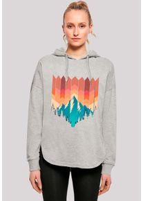 F4NT4STIC Damen Kapuzenpullover "Berg Sonnenuntergang Geometrisch", grau, casual, Gr. XL, Obermaterial: 100% Baumwolle, Pullover, Premium Qualität