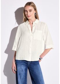 Street One Damen Klassische Bluse, weiß, casual, Gr. 38, unifarben, Web, 100% Leinen, Blusen, mit Brusttasche