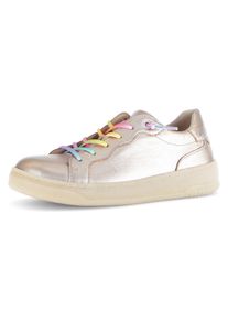 Gabor Damen Slip-On Sneaker, Gr. 40, gold, Nappaleder, metallic, casual, Schuhe, Freizeitschuh, Halbschuh, Slipper mit bunten Gummizügen