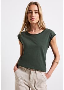 Street One Damen T-Shirt, grün, casual, Gr. 44, unifarben, Web, 100% Baumwolle, Shirts, aus reiner Baumwolle