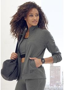 Vivance ACTIVE Damen Sweatjacke, grau, sportlich, Gr. XS, unifarben, Single Jersey, Obermaterial: 53% Baumwolle, 39% Polyester, 8% Elasthan,
