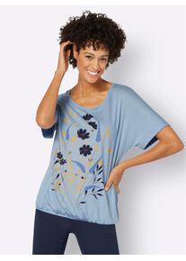 Inspirationen Damen T-Shirt "Shirt", blau, Gr. 36, geblümt, gemustert, bedruckt, 50% Baumwolle, 50% Modal, Shirts