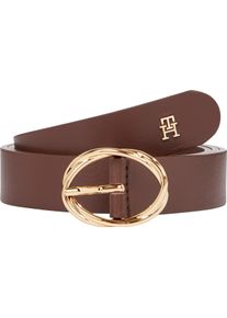 Tommy Hilfiger Damen Ledergürtel "TH CHIC 2.5"rich walnut, casual, Gr. 80, unifarben, Rindsleder, Gürtel, Größenverstellbar