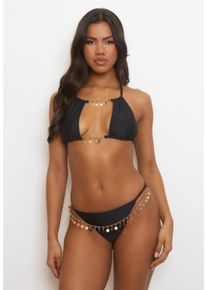 MODA MINX Damen Bikini-Hose "Havana Maria", schwarz, Gr. M, unifarben, 82% Polyamid, 18% Elasthan, Badehosen, mit toller Münz-Kette