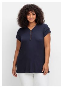 Damen T-Shirt "Große Größen", blau, feminin, Gr. 48, sheego by Joe Browns, unifarben, Obermaterial: 95% Viskose (LENZING ECOVERO), 5% Elasthan,