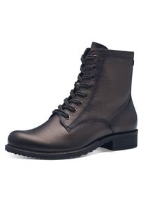 Tamaris Damen Schnürstiefelette, Gr. 40, braun, Leder, metallic, unifarben, modisch, Schuhe, Blockabsatz, Schnürboots, Busisnessschuh im glänzenden