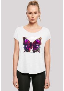 F4NT4STIC Damen T-Shirt "Pink Schmetterling LONG TEE", weiß, casual, Gr. XXL, Obermaterial: 100% Baumwolle, Shirts, Print
