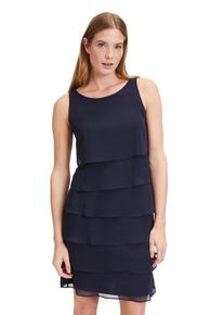Vera Mont Damen Cocktailkleid "Vera Mont Cocktailkleid mit Volant", blau, festlich, Gr. 46, Chiffon, Obermaterial: 100% Polyester. Futter: 100%