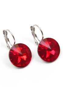 Firetti Damen Paar Ohrhänger "leuchtend, bunt, rund", Metall, rot, Metall, Ohrringe, Made in Germany - mit Glasstein