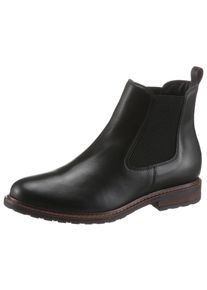 Tamaris Damen Chelseaboots, Gr. 37, schwarz, Leder, klassisch, Schuhe, Blockabsatz,Businessschuh,Bequemschuh, klassischer Look, schmale Form