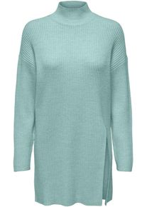 Only Damen Strickpullover "ONLKATIA LS LONG SLIT HIGHNECK KNT", grün, modisch, Gr. L, meliert, Strick, Rippstrick, Obermaterial: 50% Viskose, 27%
