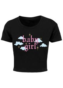 MISS TEE Herren Kurzarmshirt "Miss Tee Damen Baby Girl Cropped Tee", schwarz, casual, Gr. XS, bedruckt, 100% Baumwolle, Shirts
