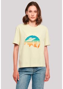 F4NT4STIC Damen T-Shirt "I Believe UFO Alien Sonnenuntergang", gelb, casual, Gr. S, Obermaterial: 100% Baumwolle, Shirts, Premium Qualität