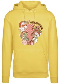 F4NT4STIC Damen Kapuzenpullover "Groovy Christmas Flash Cozy Vibes", gelb, casual, Gr. XL, Obermaterial: 65% Baumwolle, 35% Polyester, Pullover,