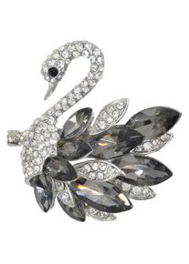Firetti Damen Brosche "Schmuck Geschenk Ansteckschmuck Schwan", silber, Metall, Broschen, mit Glasstein