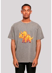 F4NT4STIC Herren T-Shirt "Süßer Triceratops Dinosaurier", grau, casual, Gr. M, Obermaterial: 100% Baumwolle, Shirts, Premium Qualität
