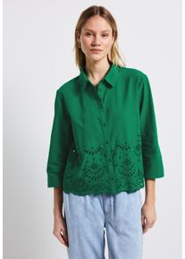 Street One Damen Hemdbluse, grün, casual, Gr. 40, unifarben, Web, 100% Baumwolle, Blusen, aus reiner Baumwolle