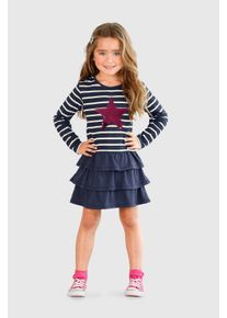 Kidsworld Mädchen Jerseykleid "für kleine Mädchen", blau, modisch, Gr. 92, geringelt, Single Jersey, Obermaterial: 100% Baumwolle, Kleider, für