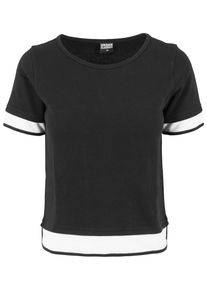 Urban Classics Herren T-Shirt "Urban Classics Damen Ladies Terry Mesh Tee", schwarz-weiß, casual, Gr. XS, gestreift, 80% Baumwolle, 20% Polyester,
