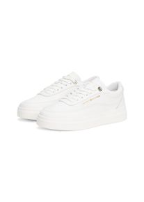 Tommy Hilfiger Damen Plateausneaker "MODERN COURT SNEAKER LTHR", Gr. 42, weiß, Leder, sportlich, Schuhe, Freizeitschuh, Halbschuh, Schnürschuh mit